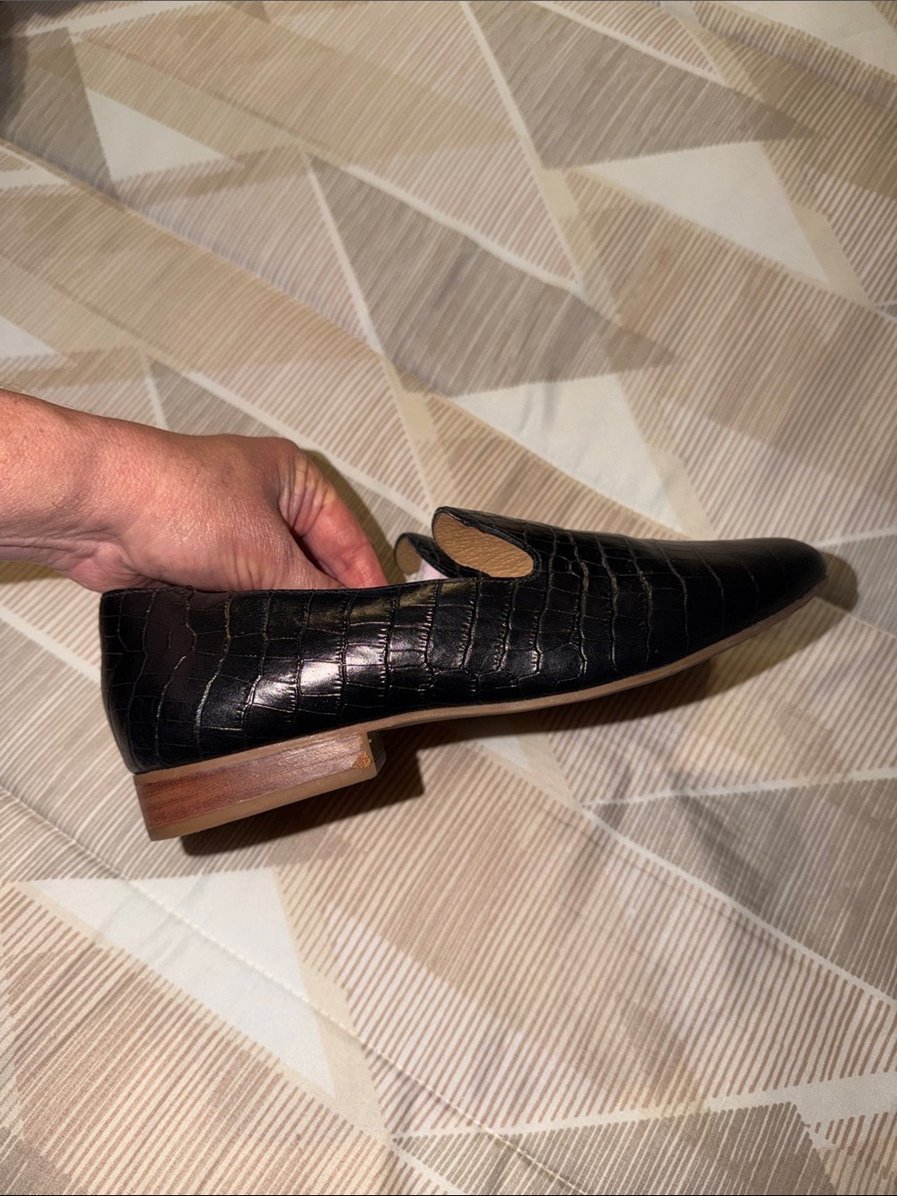Jack Rogers Classic Black Croc-Embossed Leather Loafers SZ 8M - Picture 2 of 7